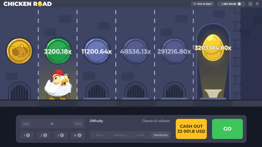 enmerken van het Chicken Road-spel.